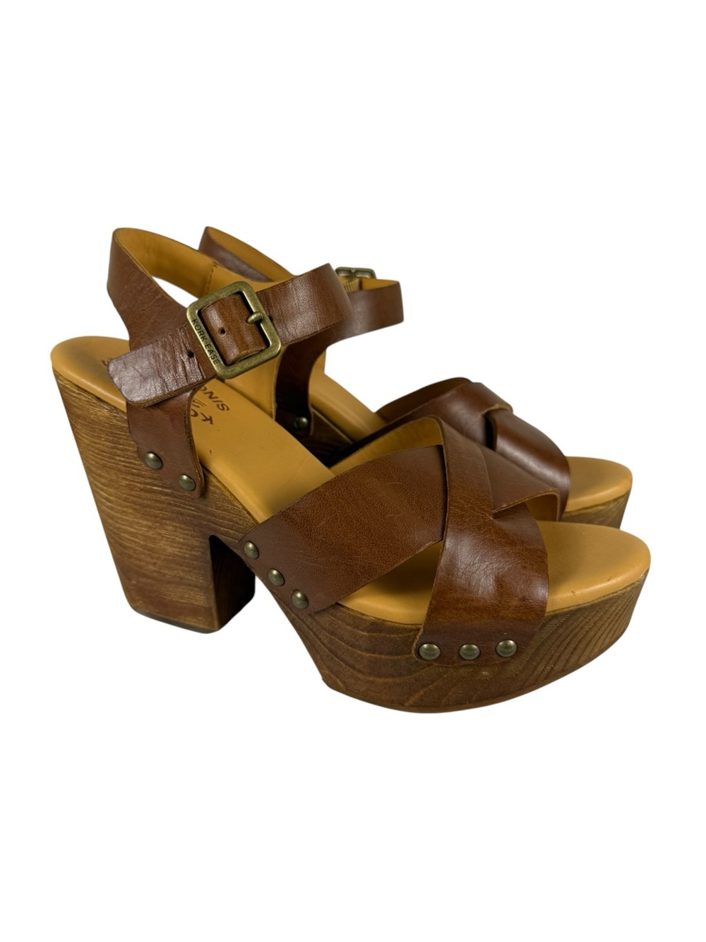 NEW Kork-Ease Leda Ankle Strap Platform Wooden Clog Sandals Sz 7